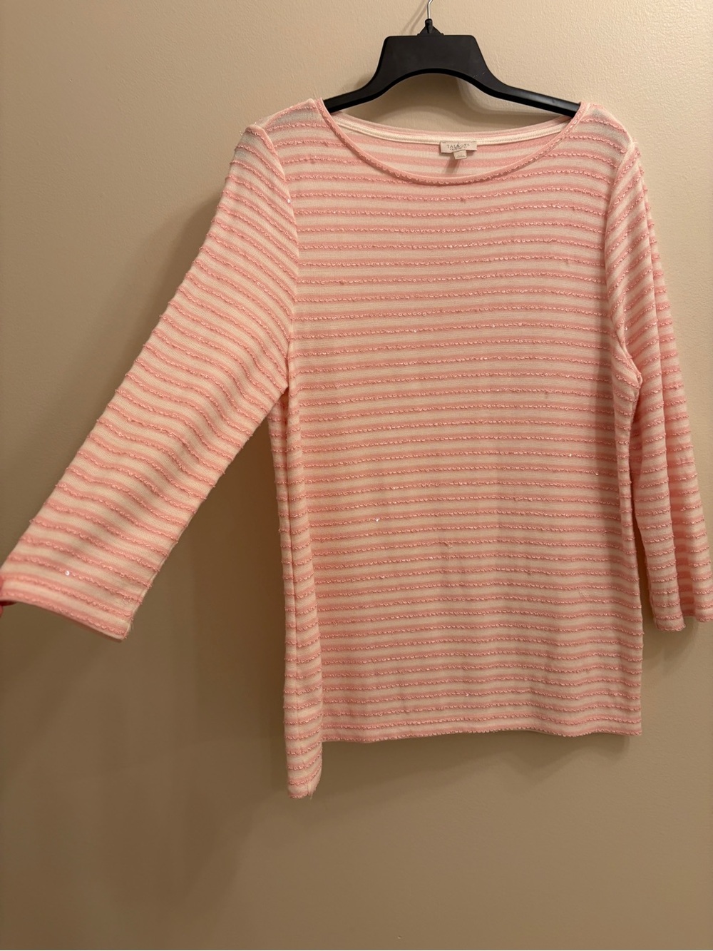 Talbots Light Pink Striped Long-Sleeve Knit Top